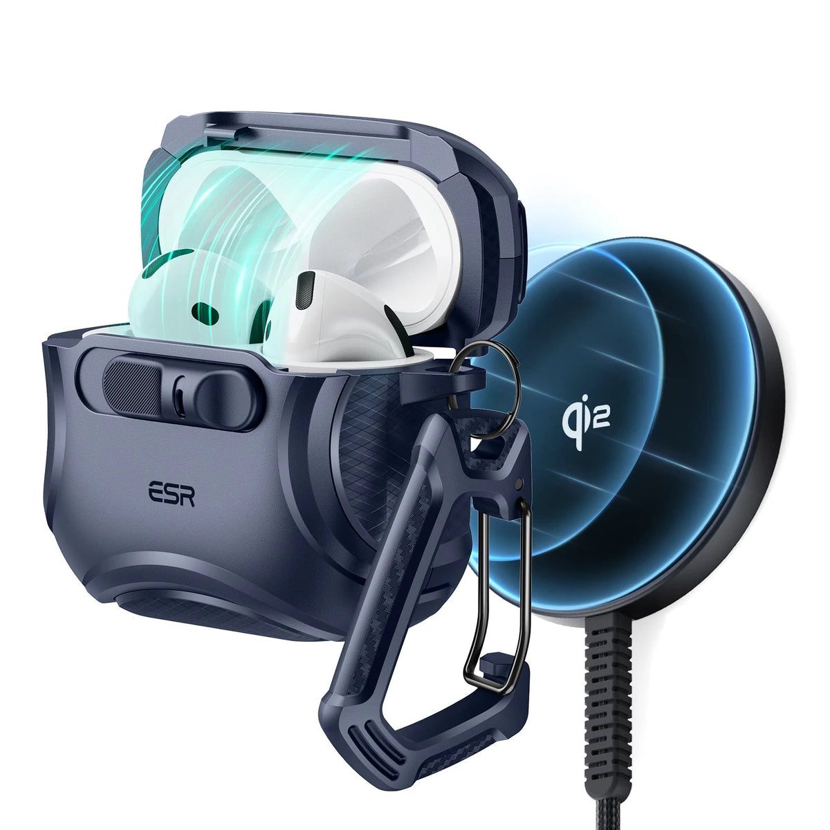 Cyber FlickLock Snap Charge Bundle AirPods 4 Dark Blue