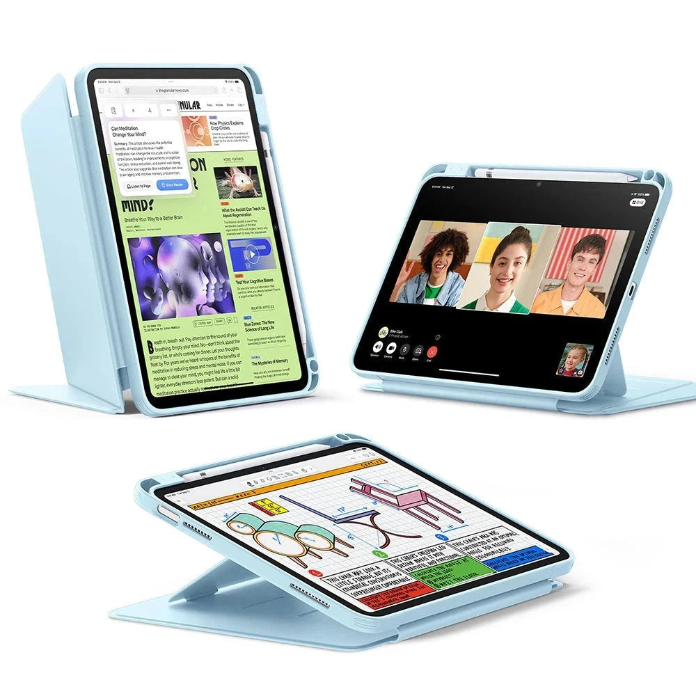 iPad 11" Flip Magnetic Case Pencil Holder Sky Blue