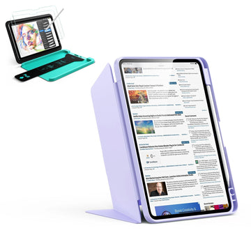 iPad 11" (A16) 2025 Bundle Flip Magnetic Case with Pencil Holder & Armorite® Paper-Feel Protection - Light Purple ESR ESR