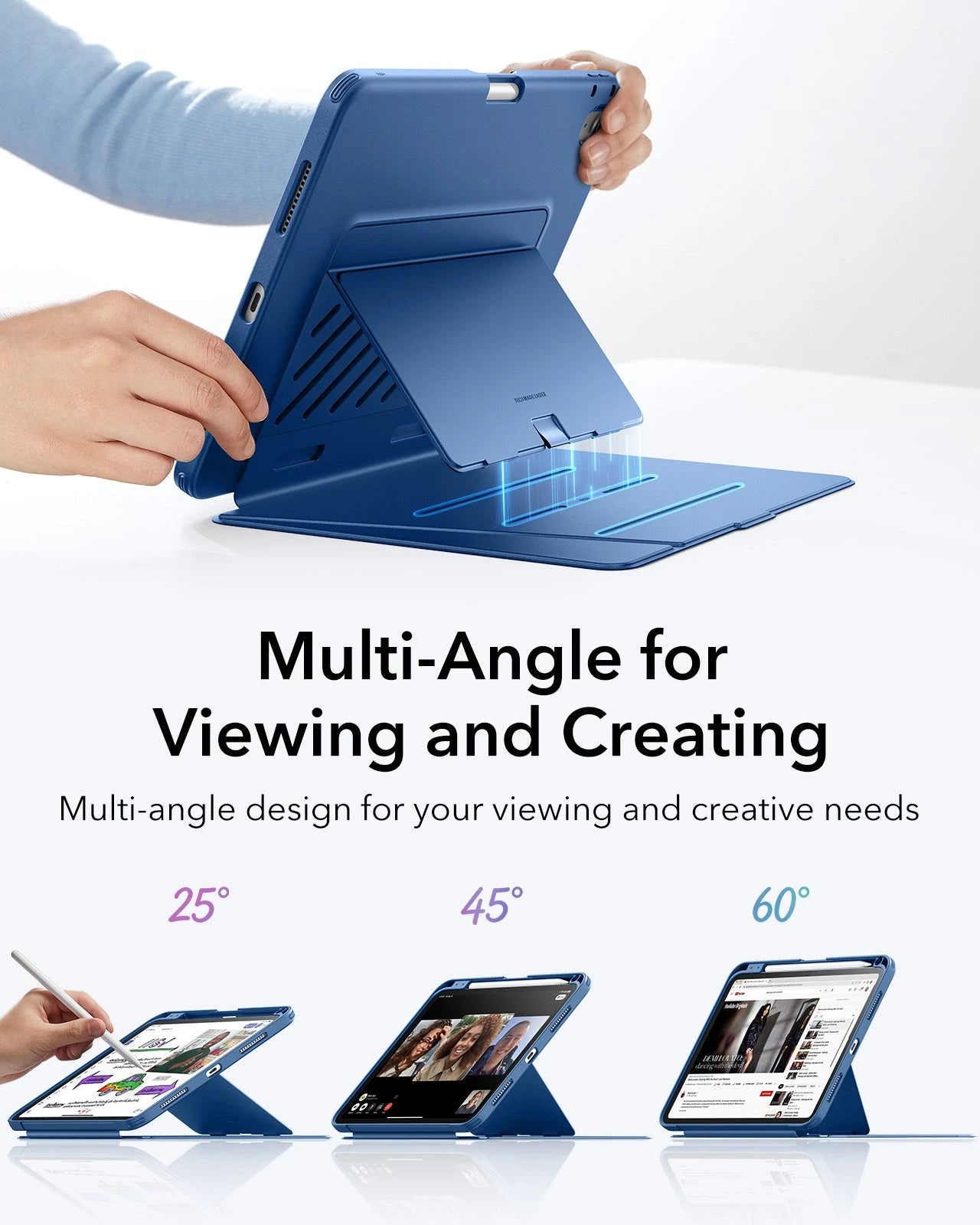 iPad 11" (A16) 2025 Bundle Flip Magnetic Case with Pencil Holder & Armorite® Protection - Navy Blue ESR ESR