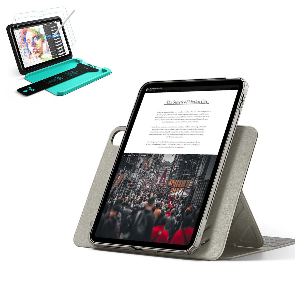 iPad 11" 2025 Bundle Shift Magnetic Case & Armorite® Paper Feel Protection Titanium