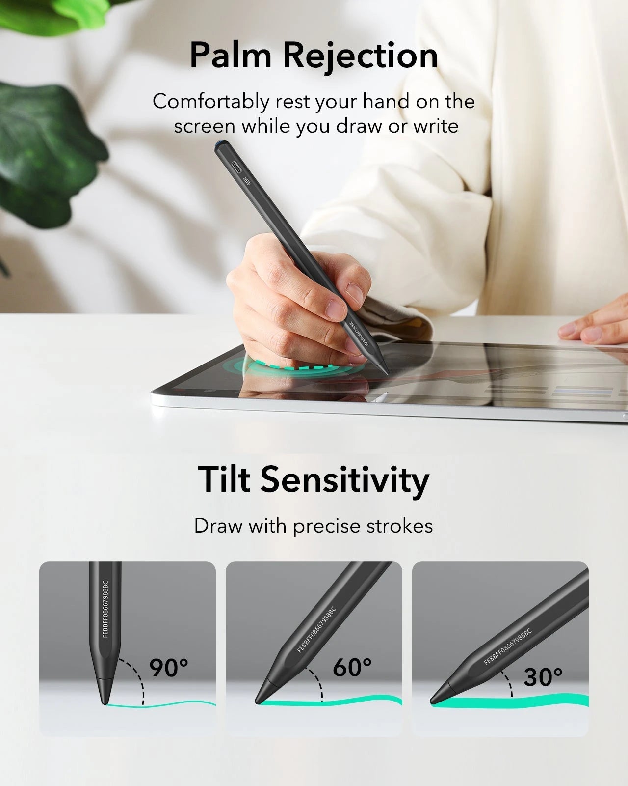 palm Rejection-tilt sensitivity-draw with precise strokes