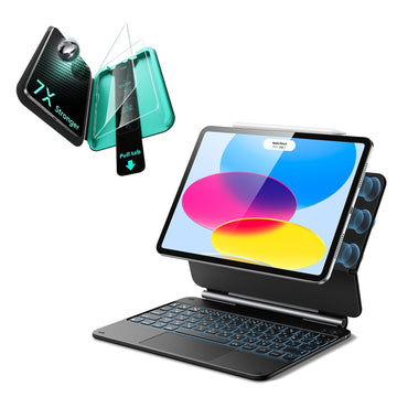 iPad 11" (A18) 2026 Bundle Rebound Magnetic Keyboard Case & Screen Protectors - UK Layout-Black