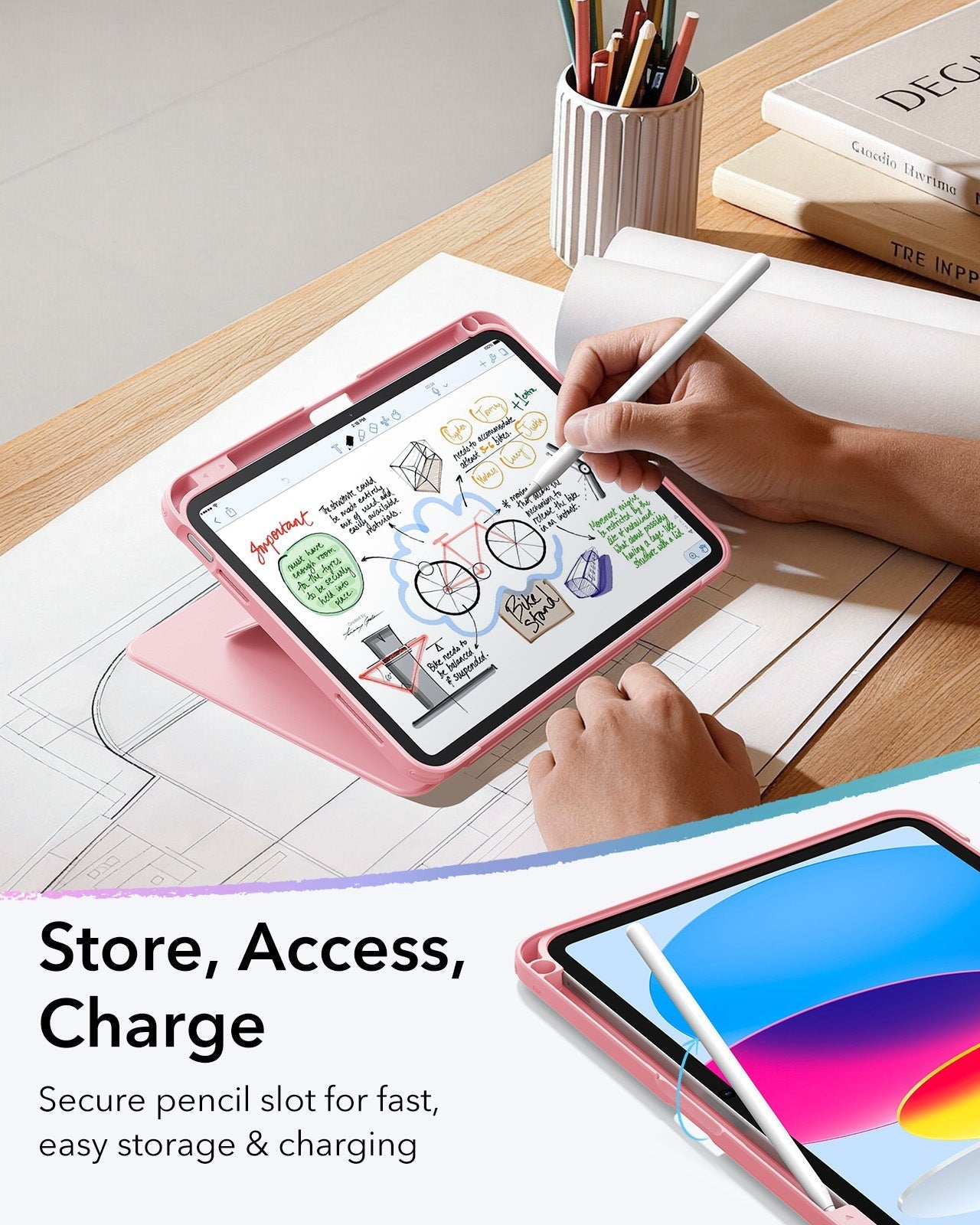 iPad 11" (A18) 2026 Flip Magnetic Case with Pencil Holder - Pink ESR ESR