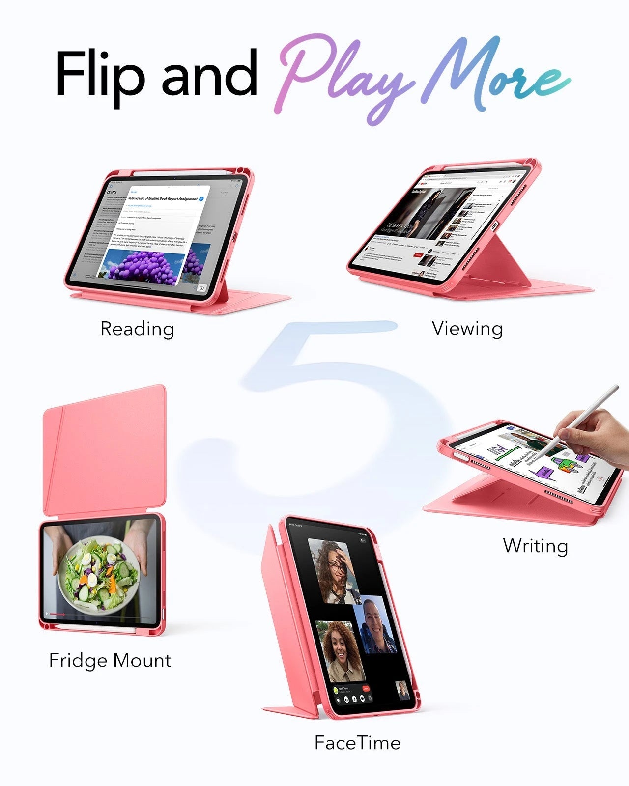 iPad 11" (A18) 2026 Flip Magnetic Case with Pencil Holder - Red ESR ESR