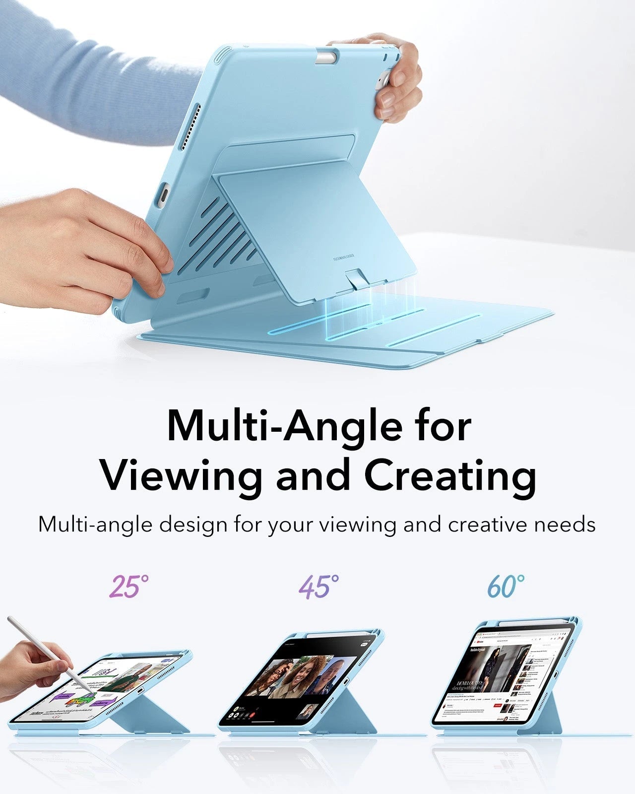 iPad 11" (A18) 2026 Flip Magnetic Case with Pencil Holder - Sky Blue ESR ESR