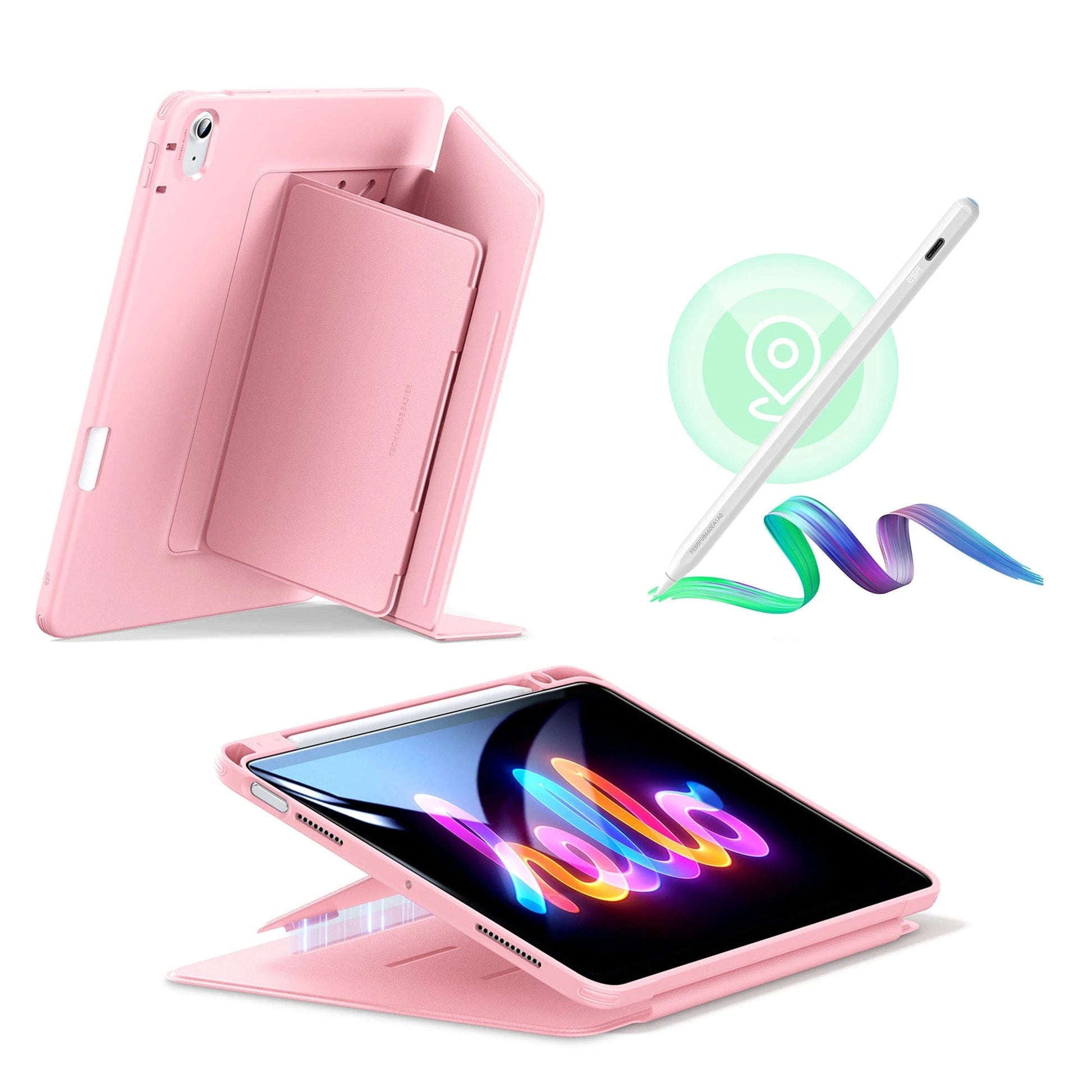 iPad Air 11" (M3) 2025 Bundle Flip Magnetic Case with Geo Digital Pencil - Pink ESR ESR