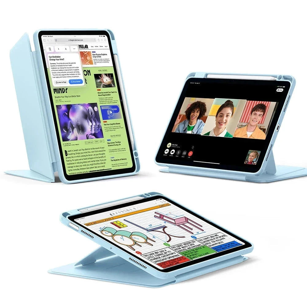 iPad Air 11" Flip Magnetic Case Pencil Holder Sky Blue