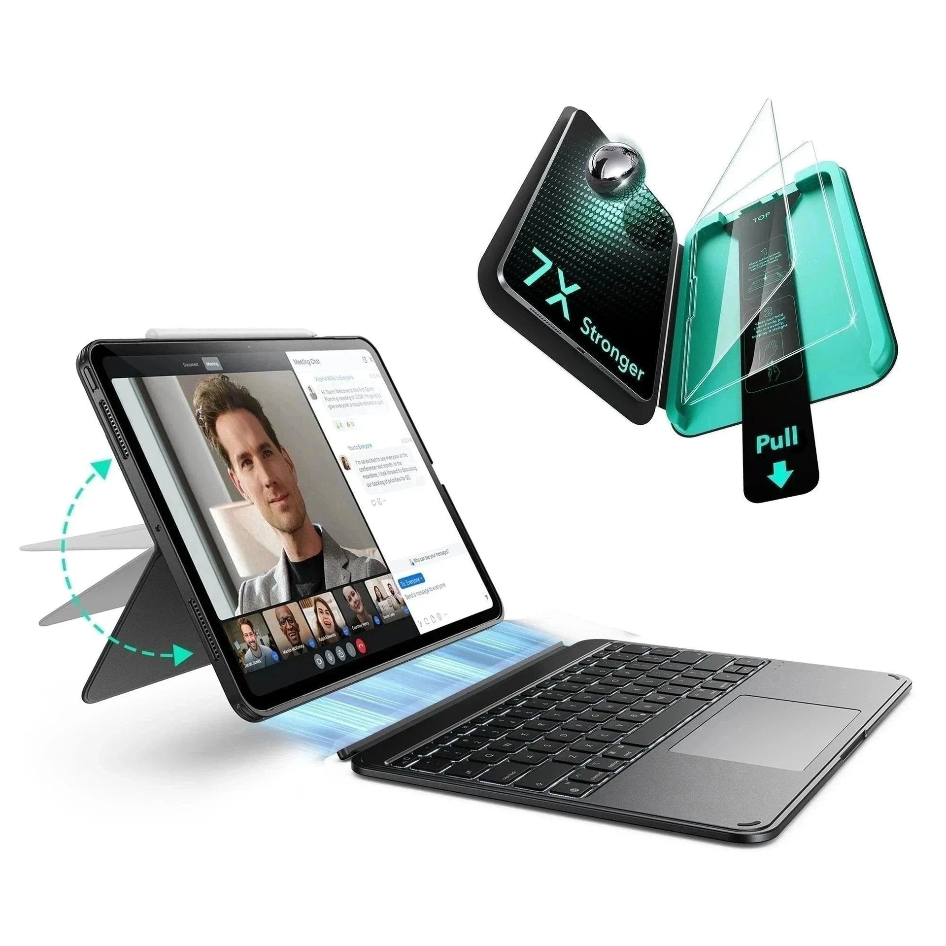 iPad Air 11" 2025 Bundle Shift Keyboard Case Armorite Screen Protector UK Layout Dark Gray