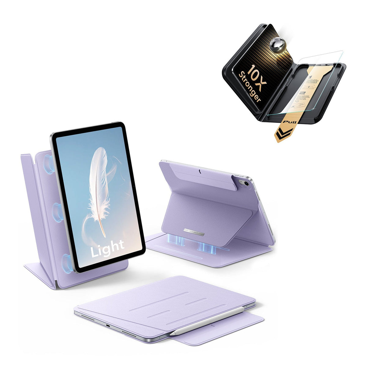 iPad Air 11" (M4) 2026 AirStance Magnetic Case Ultimate Protection Bundle - Purple ESR ESR
