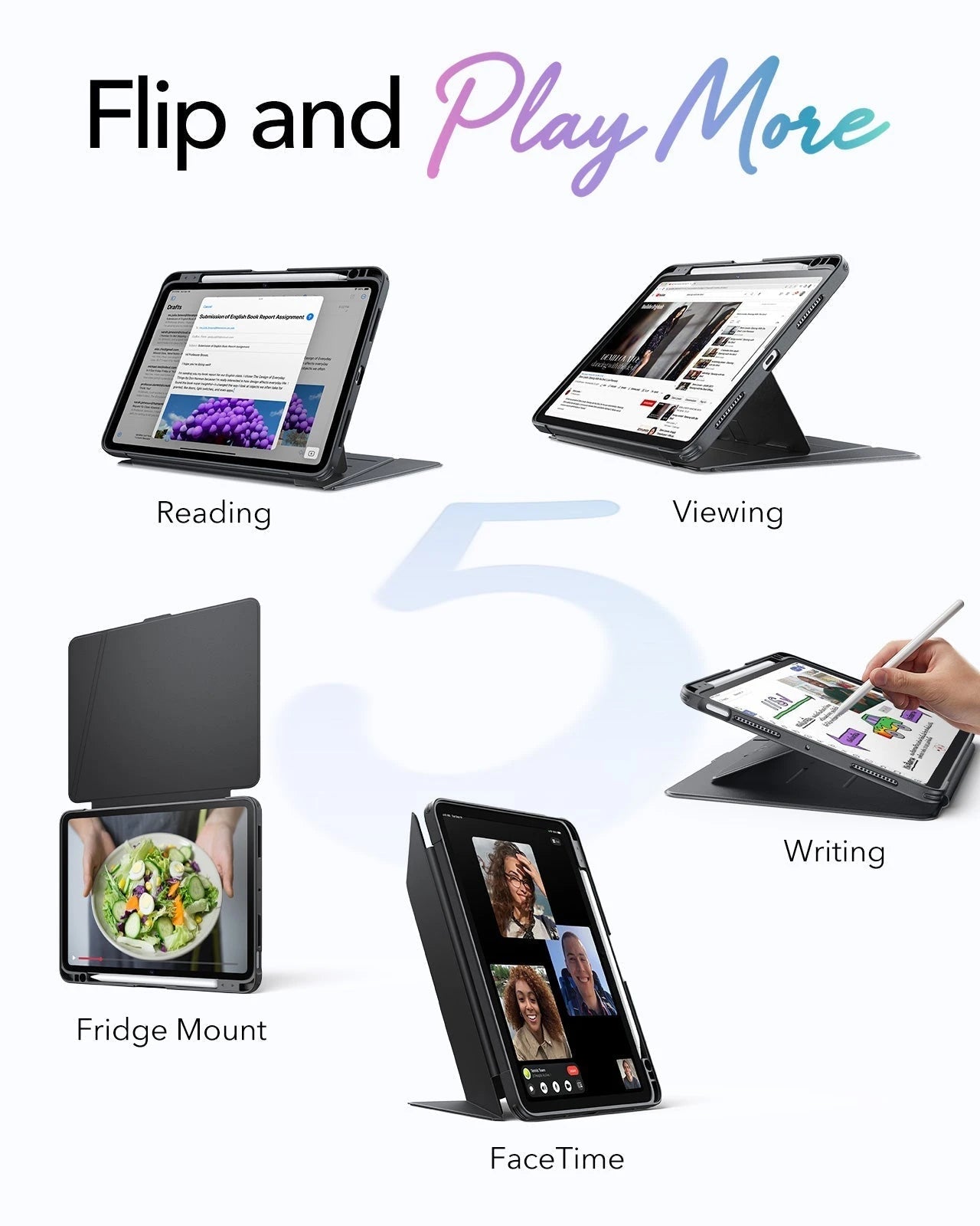 iPad Air 11" (M4) 2026 Bundle Flip Magnetic Case with Pencil Holder & Armorite® Paper-Feel Protection - Black ESR ESR