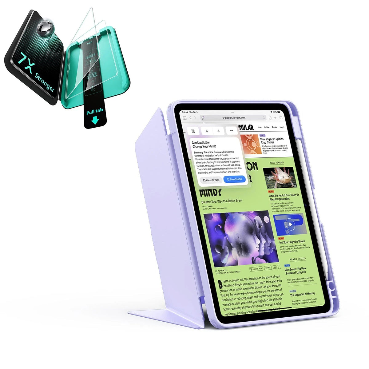 iPad Air 11" 2025 Bundle Flip Magnetic Case Pencil Holder & Armorite® Protection Light