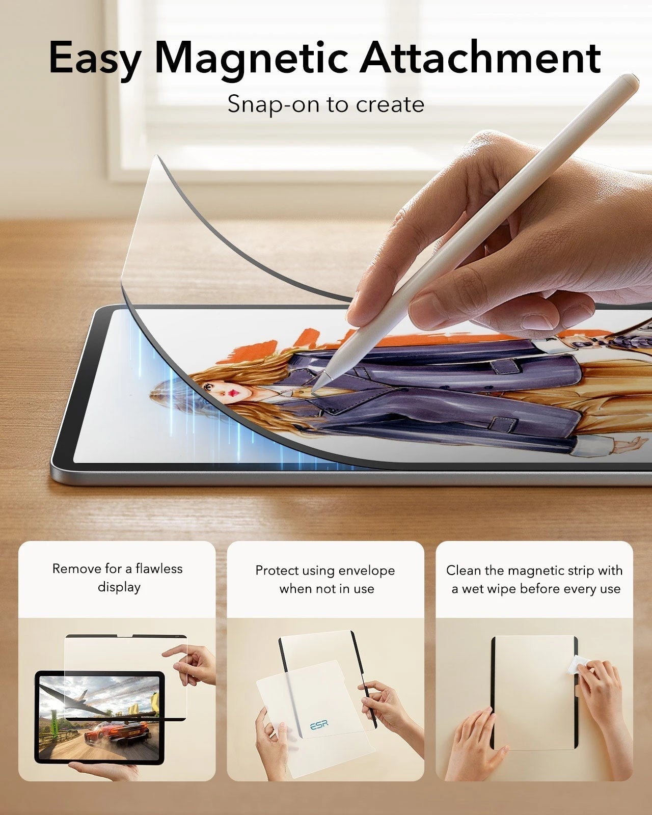 iPad Air 11" (M4) 2026 Bundle Flip Magnetic Case with Pencil Holder, Paper-Feel Magnetic & Armorite® Protection - Light Purple ESR ESR