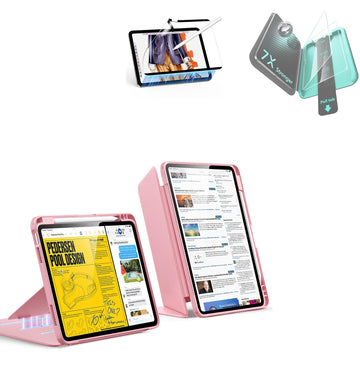 iPad Air 11" (M4) 2026 Bundle Flip Magnetic Case with Pencil Holder, Paper-Feel Magnetic & Armorite® Protection - Pink