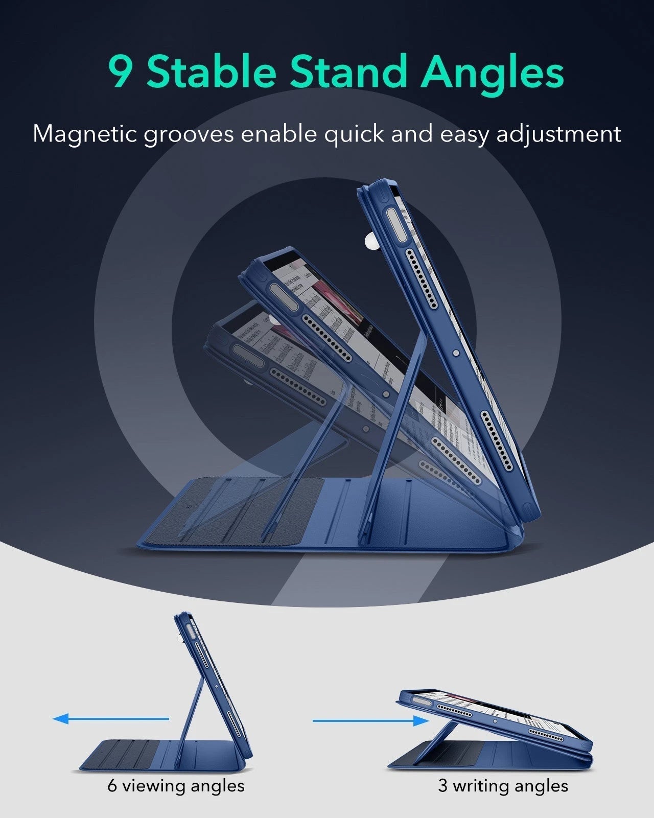 iPad Air 11" (M4) 2026 Bundle Shift Magnetic Case & Armorite® Paper-Feel Protection - Navy Blue ESR ESR
