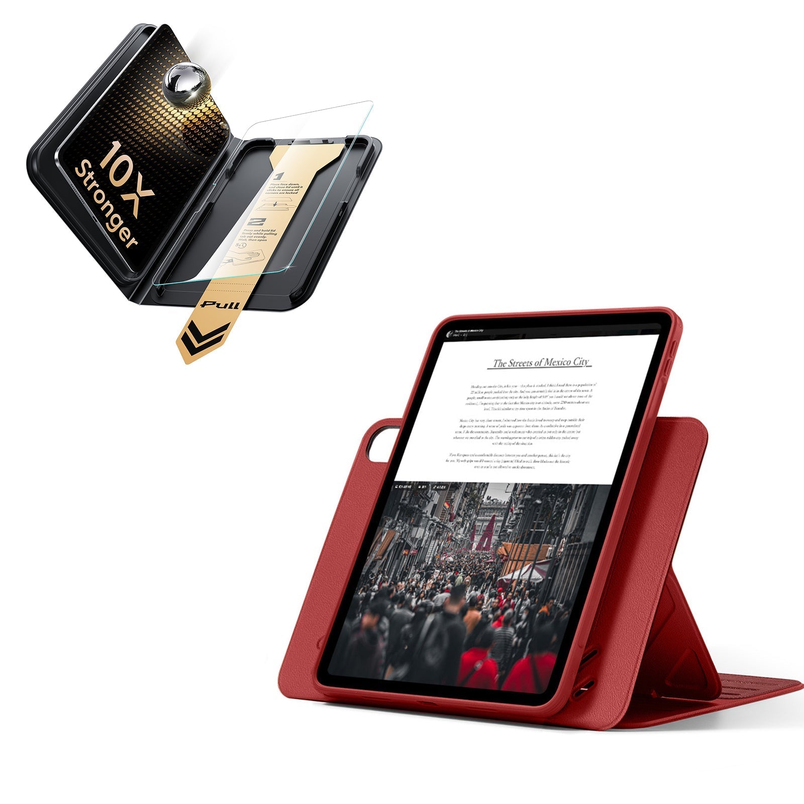 iPad Air 11" (M4) 2026 Bundle Shift Magnetic Case & Armorite® Pro Screen Protector With UltraFit Tray - Red