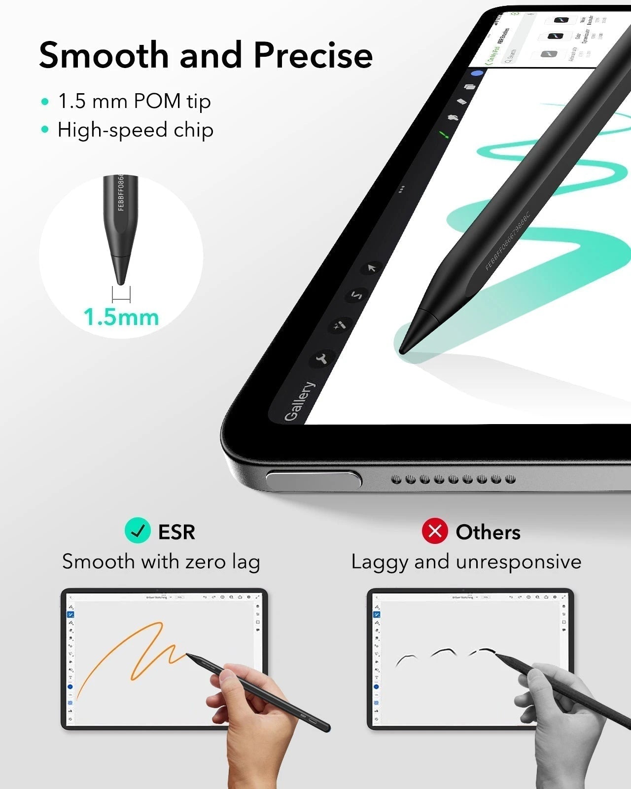 iPad Air 11” (M4) 2026 Flex Keyboard Case (Detachable) With Geo Pencil Bundle- UK Layout With Black Pencil ESR ESR