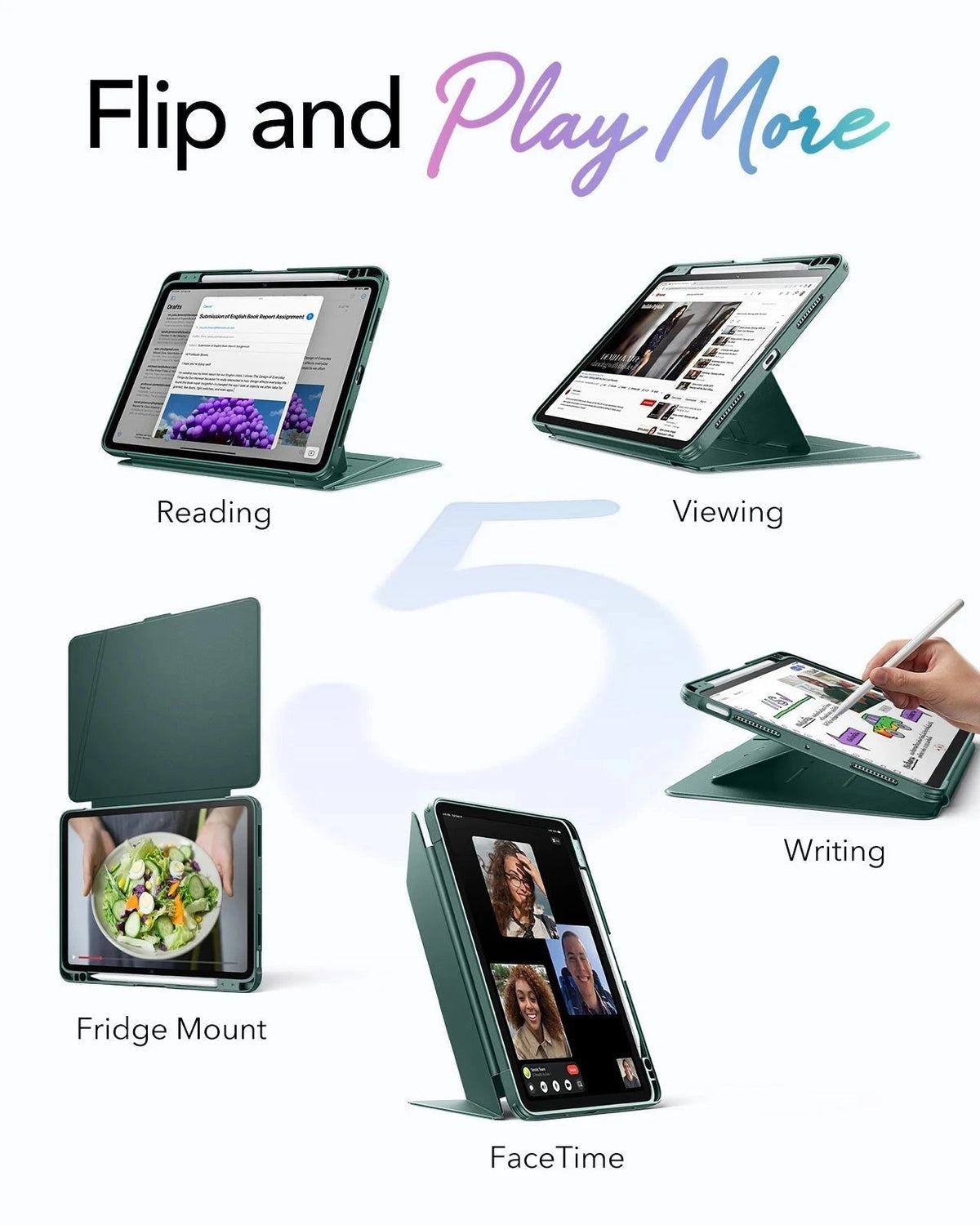 iPad Air 11" (M4) 2026 Flip Magnetic Case with Pencil Holder - Green ESR ESR