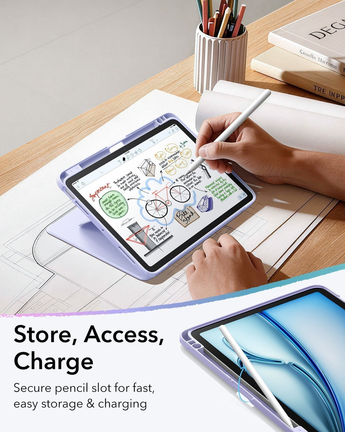 iPad Air 11" (M4) 2026 Flip Magnetic Case with Pencil Holder - Light Purple ESR ESR