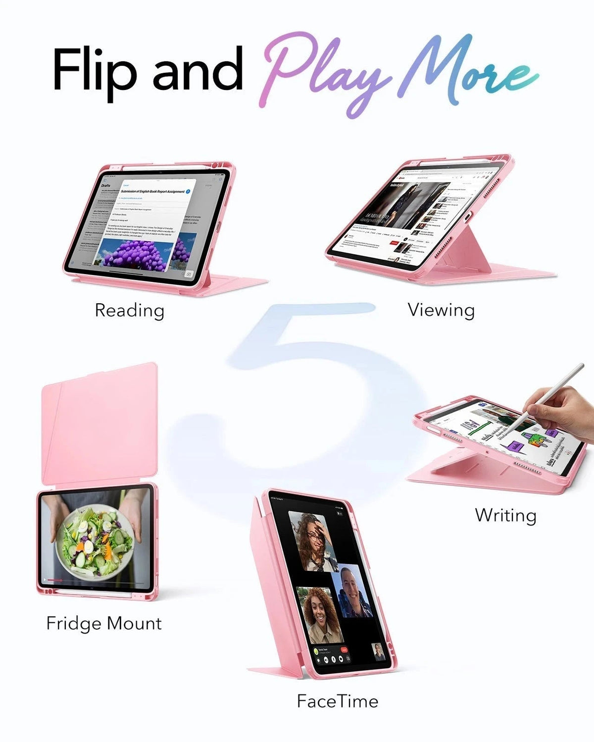 iPad Air 11" (M4) 2026 Flip Magnetic Case with Pencil Holder - Pink ESR ESR