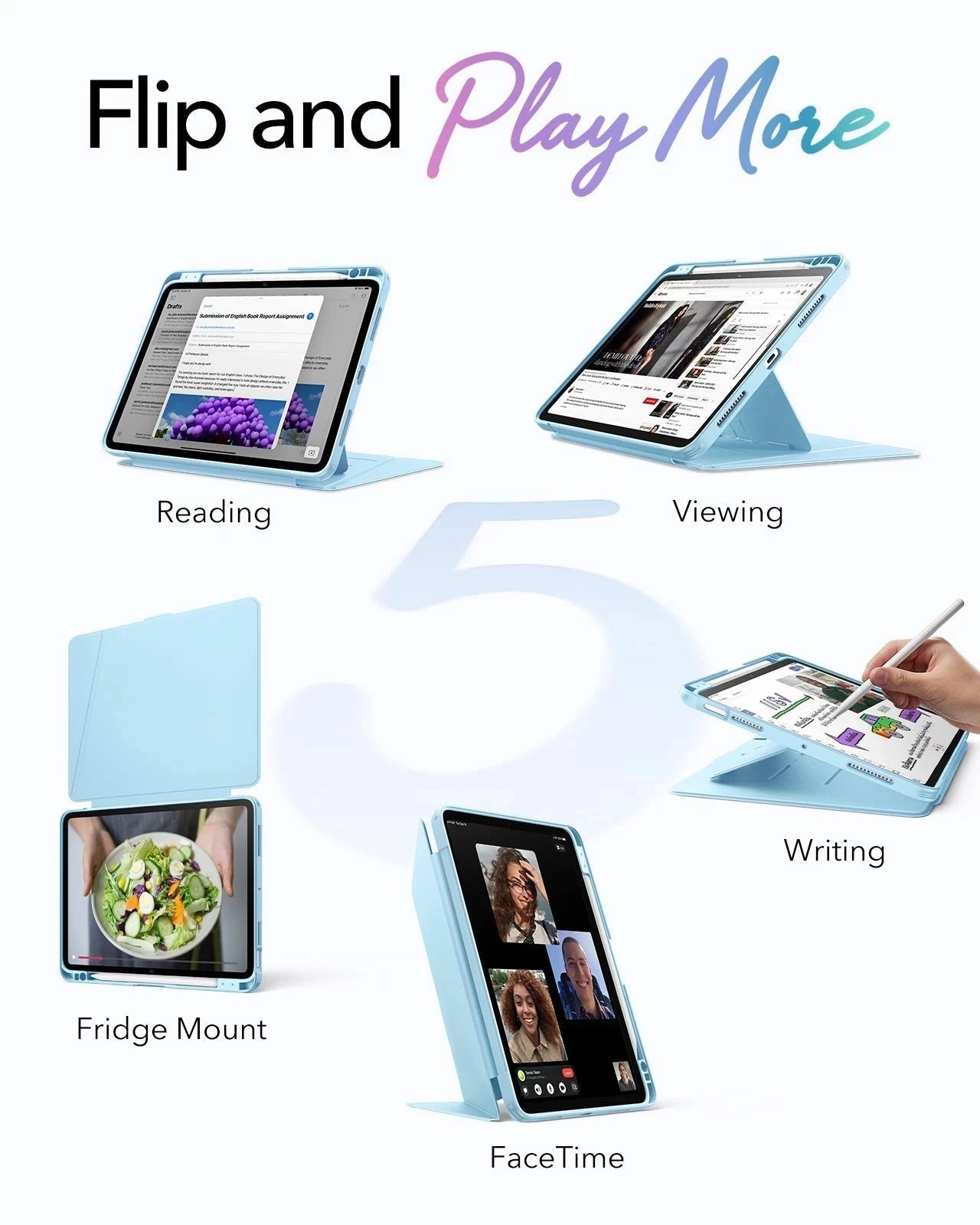 iPad Air 11" (M4) 2026 Flip Magnetic Case with Pencil Holder - Sky Blue ESR ESR