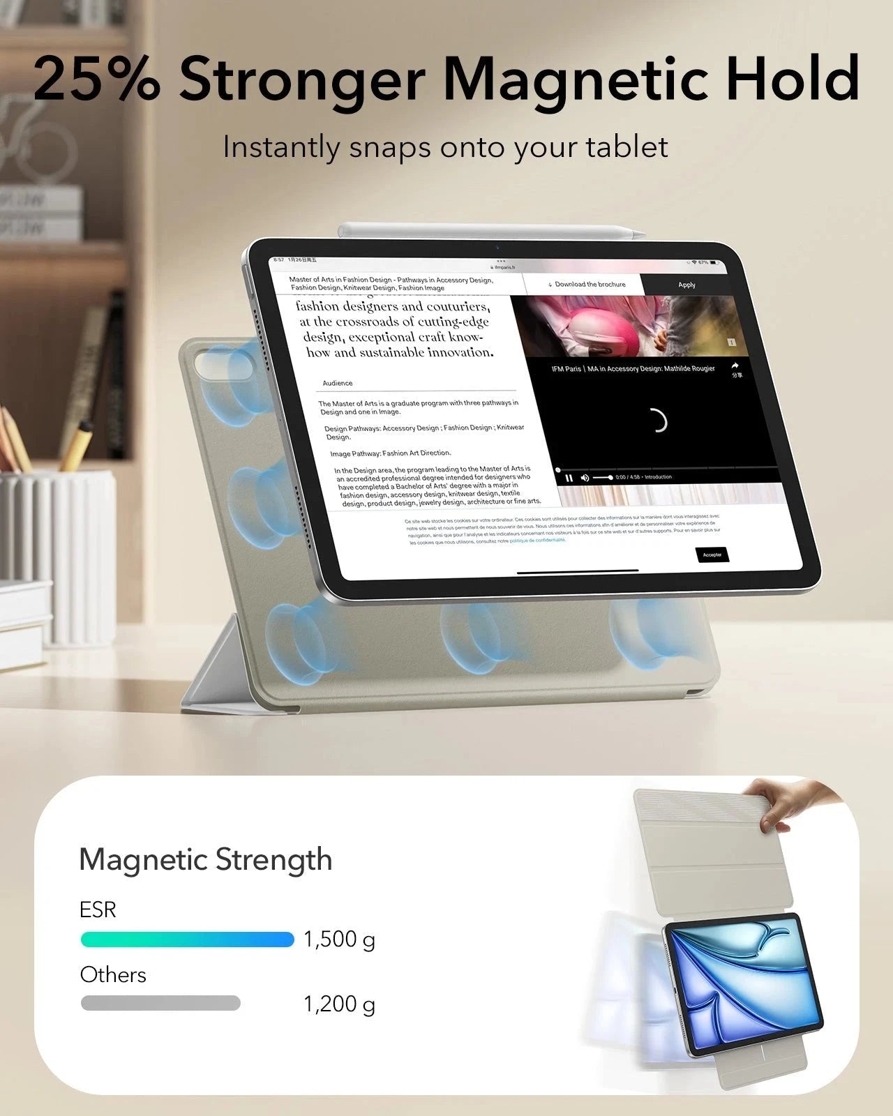 iPad Air 11" (M4) 2026 Rebound Magnetic Case - Brilliant White ESR ESR