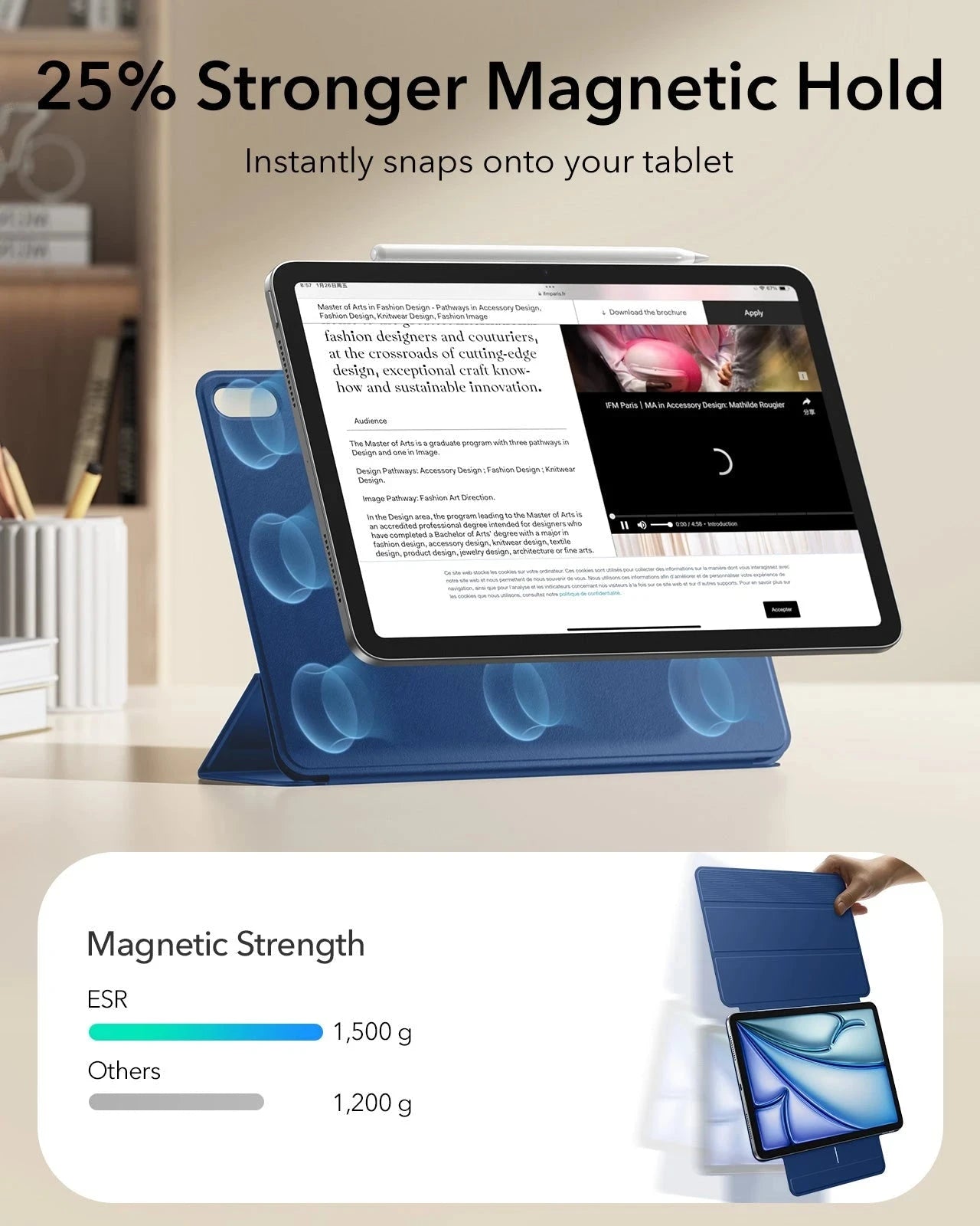 iPad Air 11" (M4) 2026 Rebound Magnetic Case - Navy Blue ESR ESR