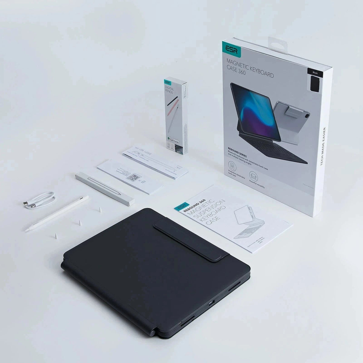 iPad Air 13” (2025) Rebound Magnetic Keyboard Case 360 Pencil Bundle-US Layout-ESR ESR