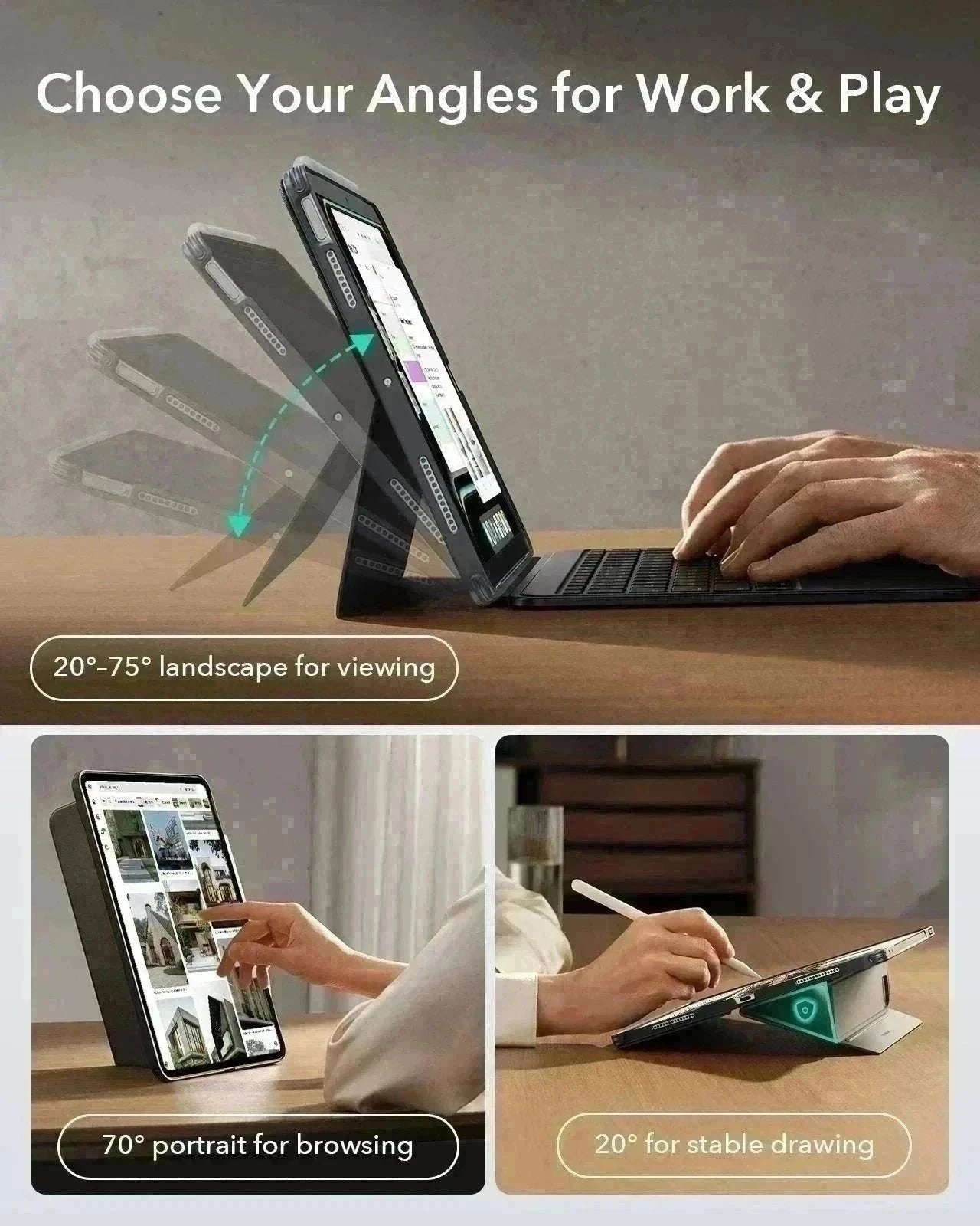 iPad Air 13" (M2) 2024 Shift Keyboard Case (Detachable) -US Layout-Dark Gray ESR ESR