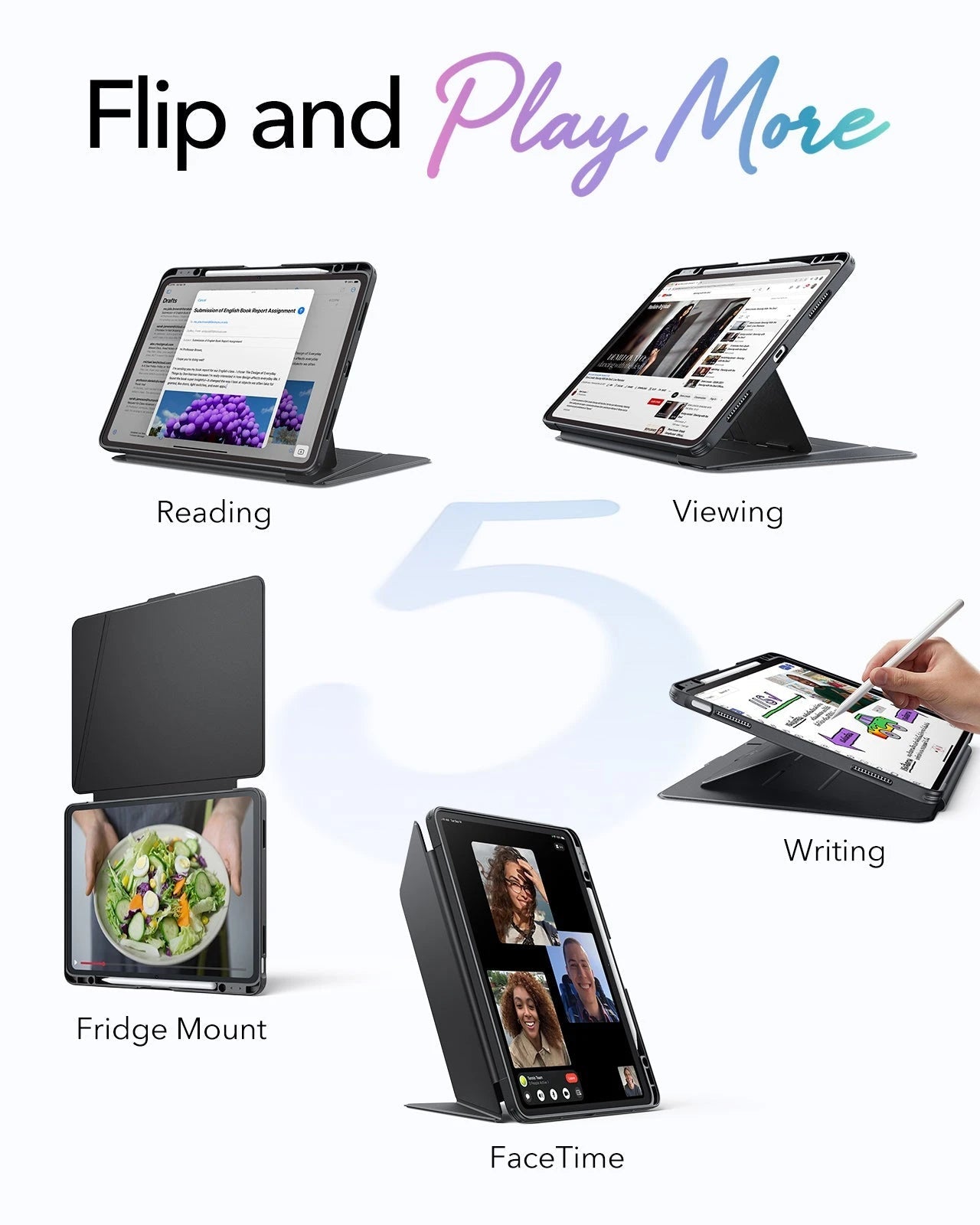 iPad Air 13" (M4) 2026 Bundle Flip Magnetic Case with Pencil Holder & Armorite® Paper-Feel Protection - Black ESR ESR