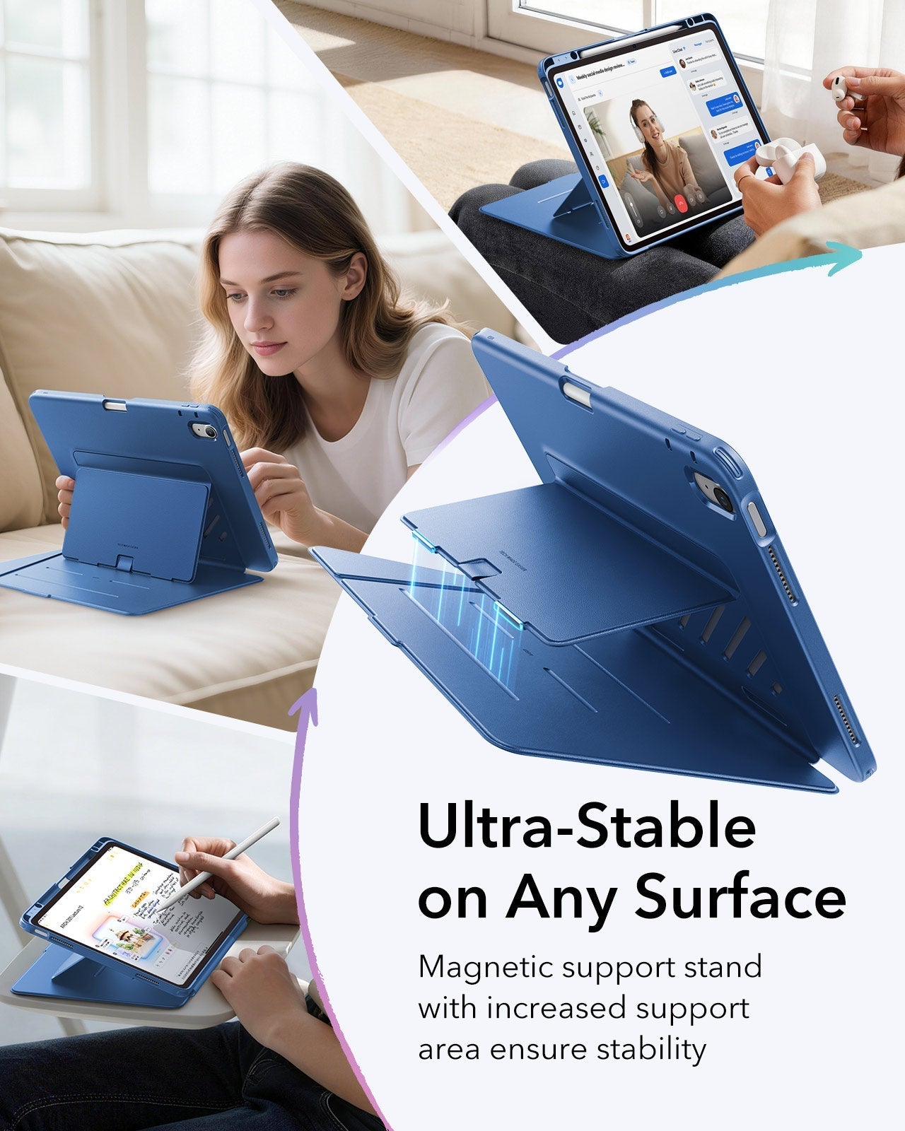 iPad Air 13" (M4) 2026 Bundle Flip Magnetic Case with Pencil Holder & Armorite® Paper-Feel Protection - Navy Blue ESR ESR