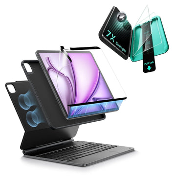 Black  iPad Air 13" (M4) Paper-Feel Protectors & Keyboard Case | ESR Rebound 360