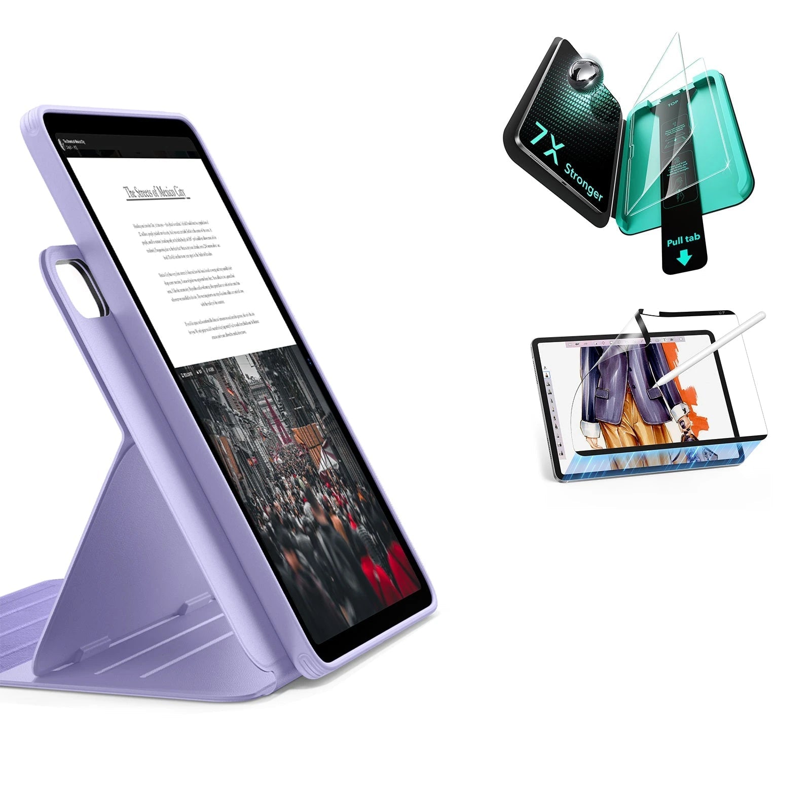 iPad Air 13" (M4) 2026 Bundle Shift Magnetic Case, Papel-Feel Magnetic & Armorite® Protection - Light Purple ESR ESR