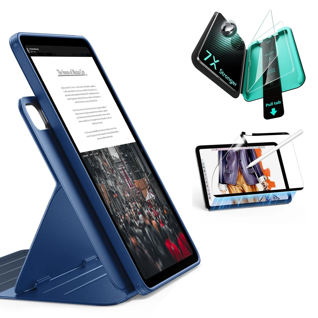 iPad Air 13" (M4) 2026 Bundle Shift Magnetic Case, Papel-Feel Magnetic & Armorite® Protection - Navy Blue ESR ESR