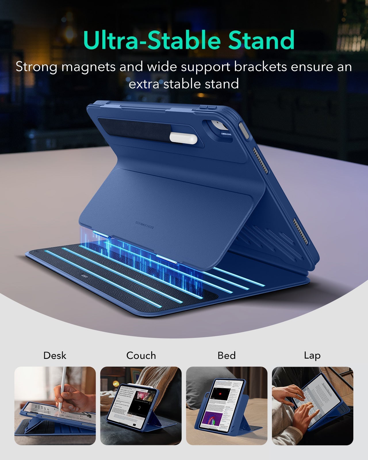 iPad Air 13" (M4) 2026 Bundle Shift Magnetic Case, Papel-Feel Magnetic & Armorite® Protection - Navy Blue ESR ESR