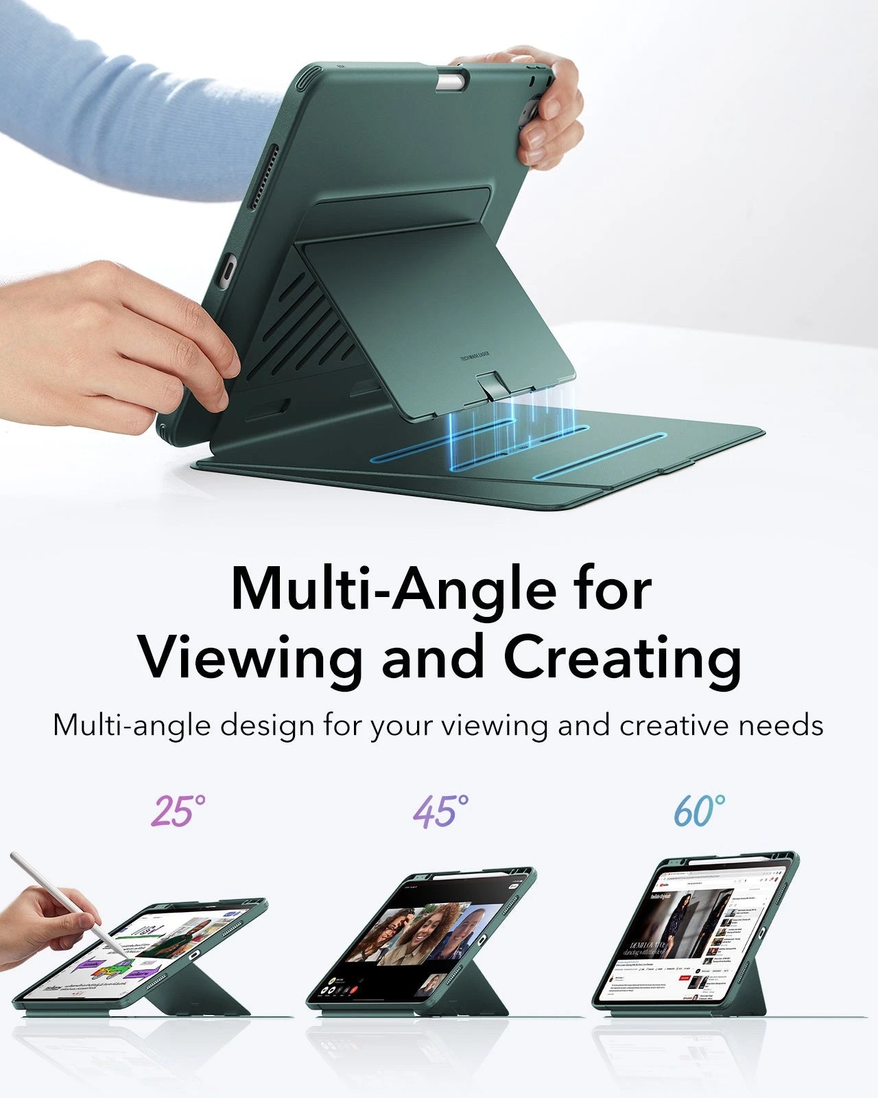 iPad Air 13" (M4) 2026 Flip Magnetic Case with Pencil Holder - Green ESR ESR