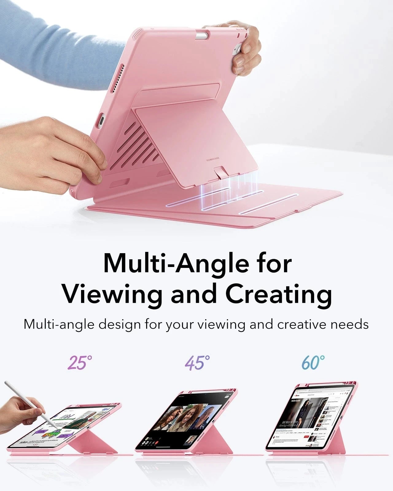 iPad Air 13" (M4) 2026 Flip Magnetic Case with Pencil Holder - Pink ESR ESR