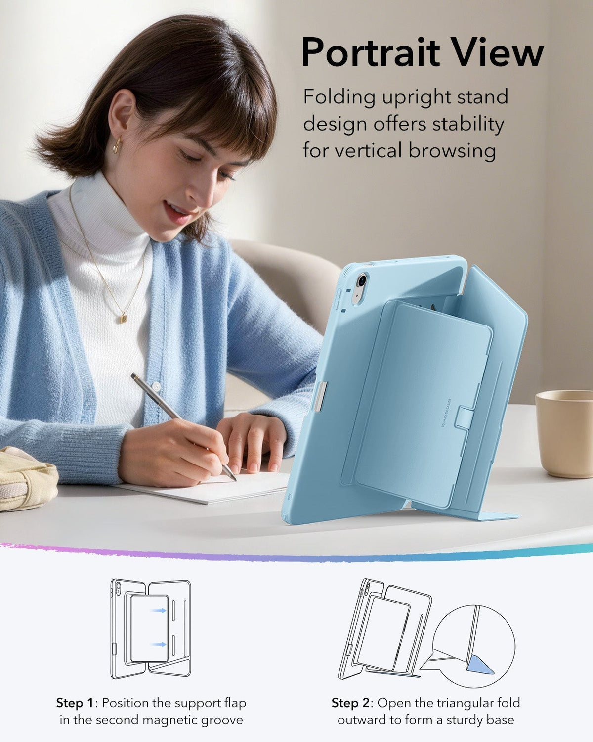 iPad Air 13" (M4) 2026 Flip Magnetic Case with Pencil Holder - Sky Blue ESR ESR