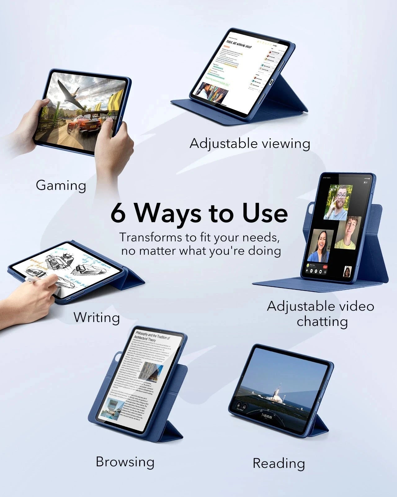 iPad Air 13" (M4) 2026 Rebound Hybrid Case 360 - Navy Blue ESR ESR