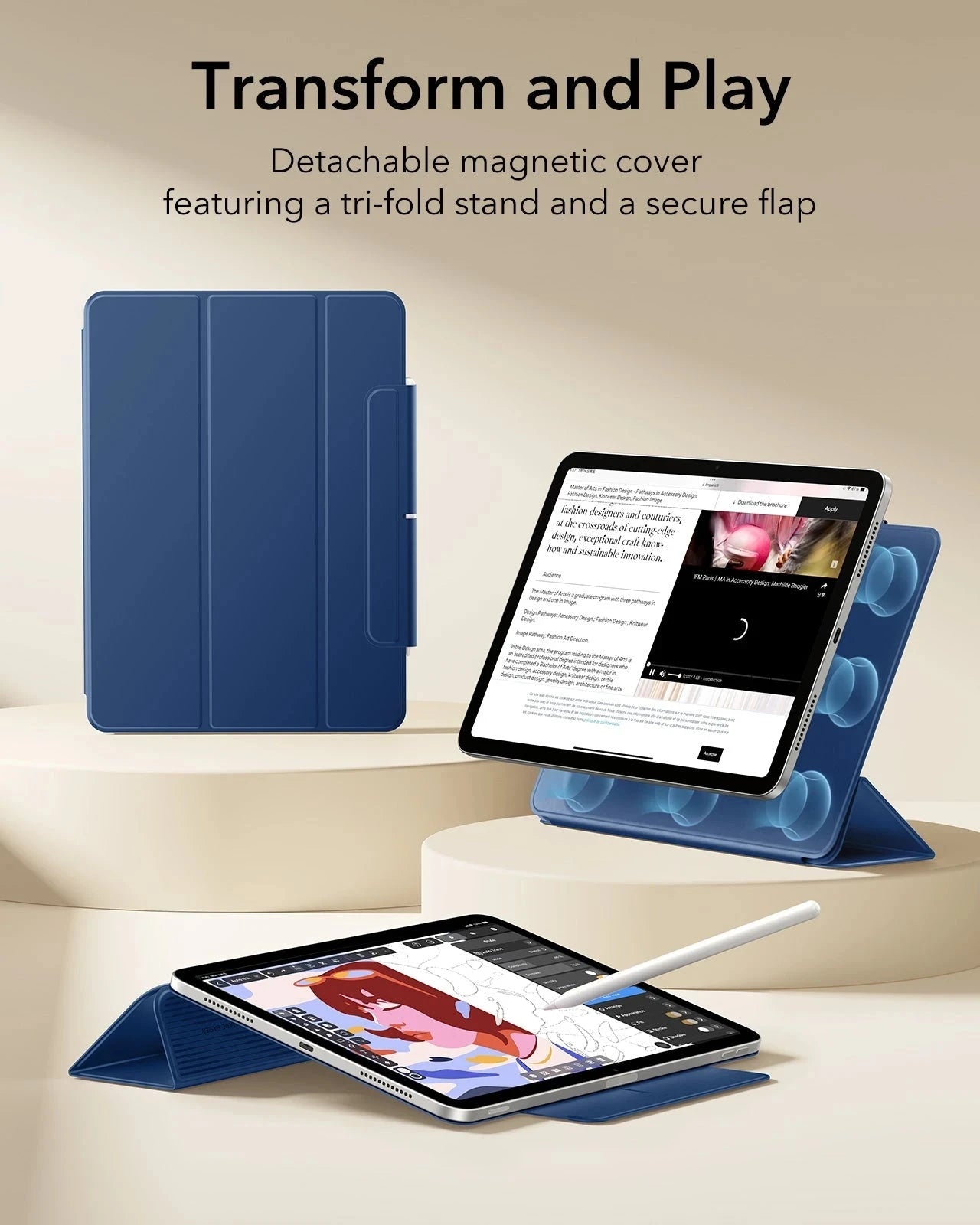 iPad Air 13" (M4) 2026 Rebound Magnetic Case - Navy Blue ESR ESR