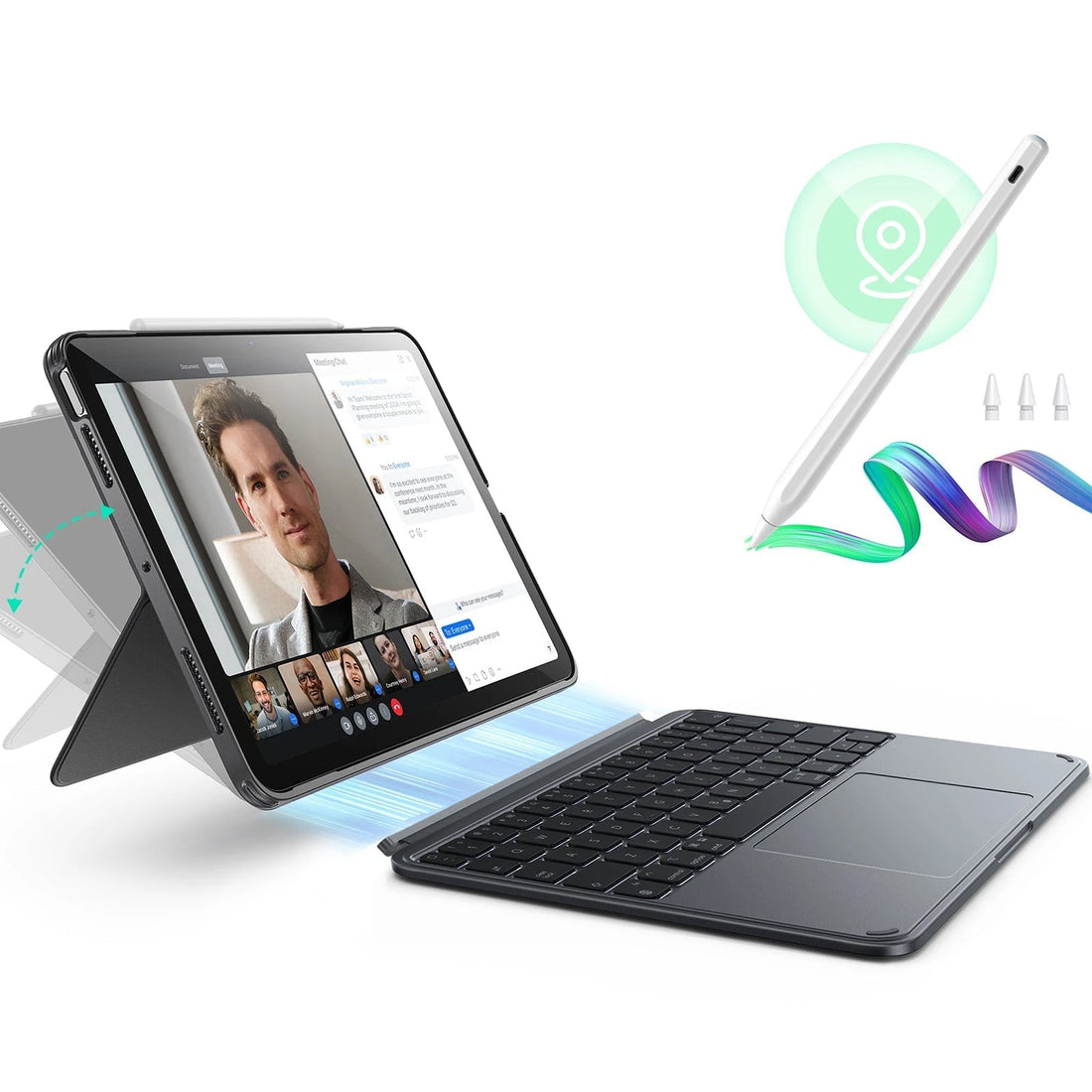 iPad Air 13” (M4) 2026 Shift Keyboard Case (Detachable) with Geo Digital Pencil Bundle -UK Layout-Dark Gray ESR ESR