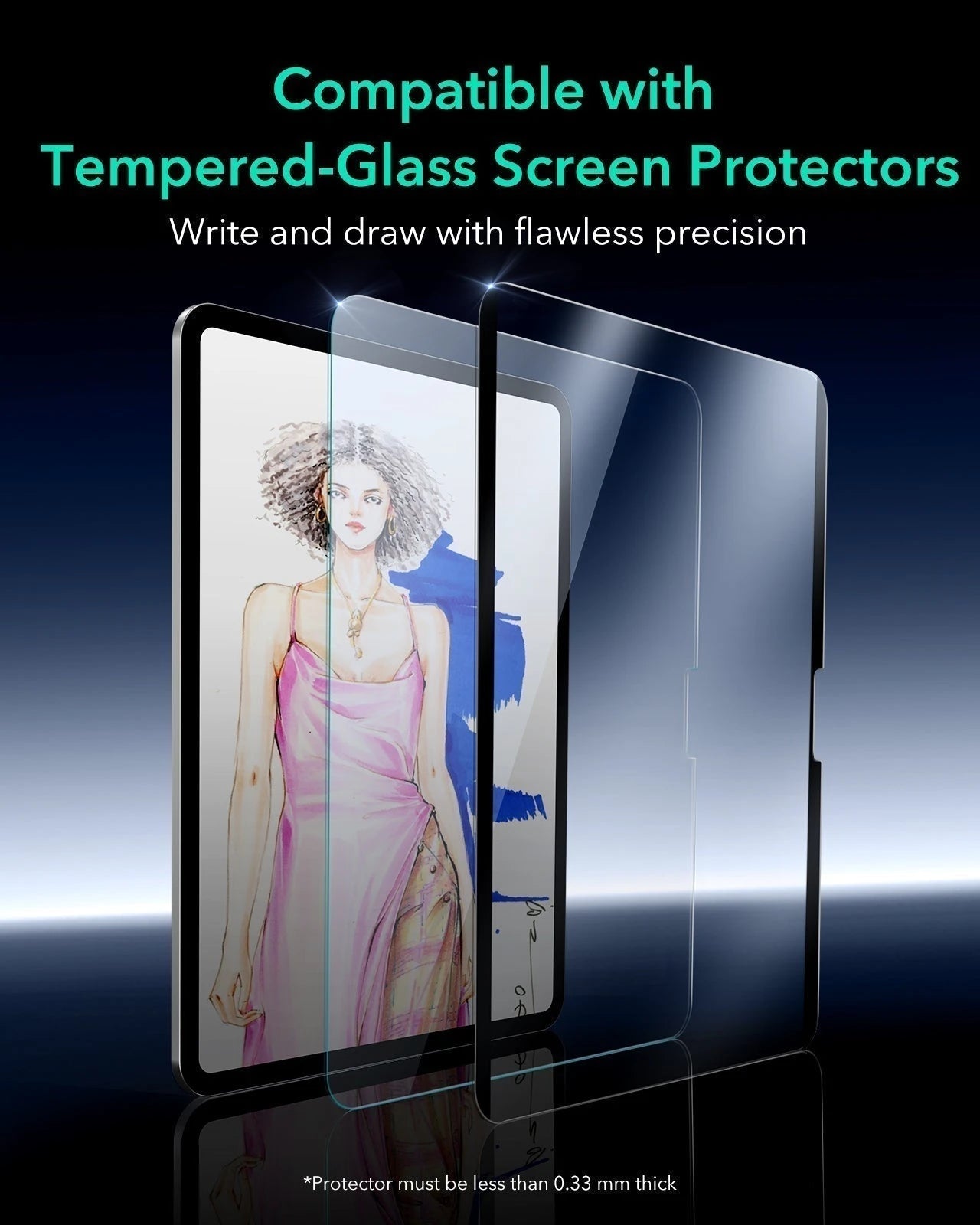 Ipad Air 13 inch M4 magnetic paper-feel screen protector compatible with tempered glass screen protector
