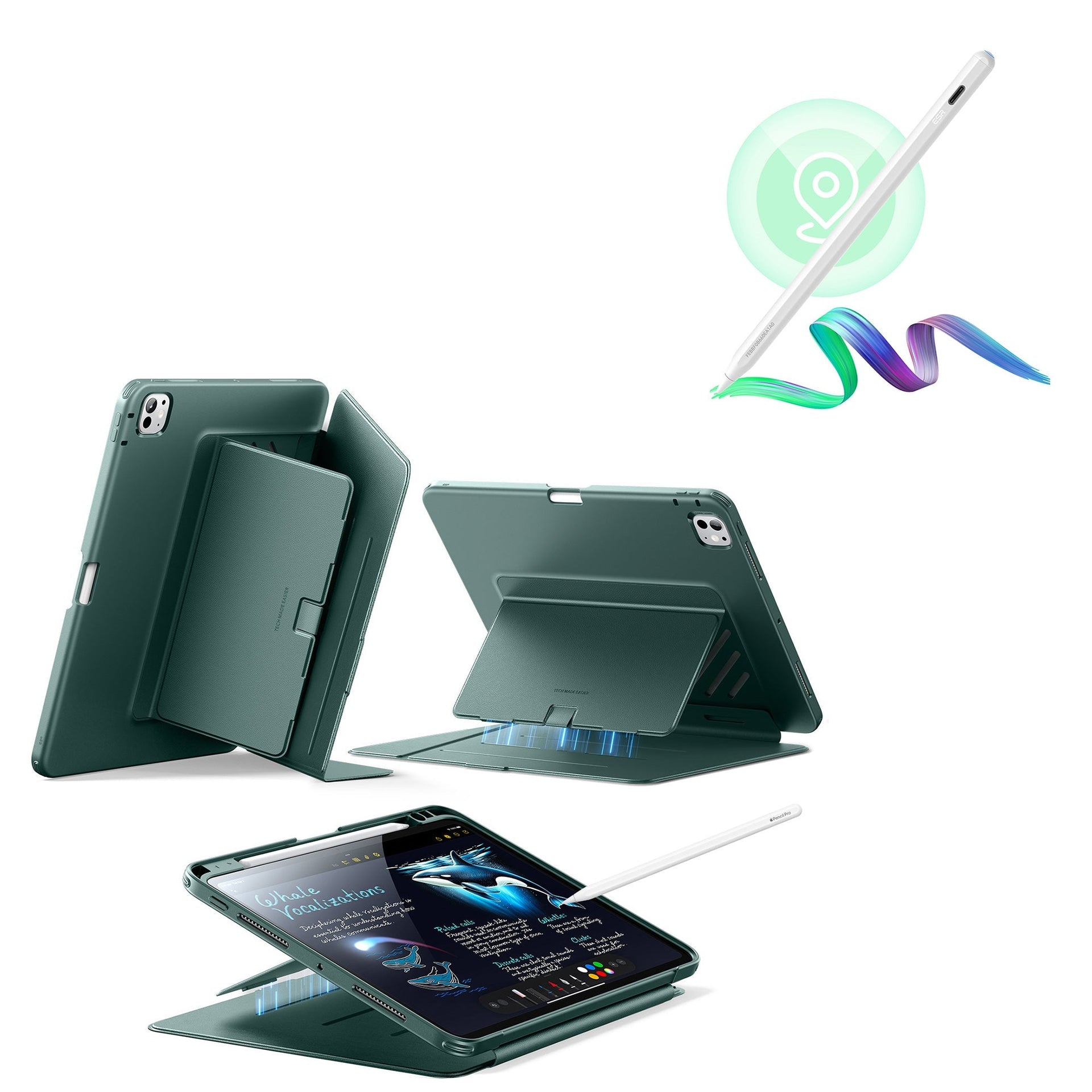 iPad Pro 11″ (2024) Flip Magnetic Case with Pencil Bundle - Green ESR ESR