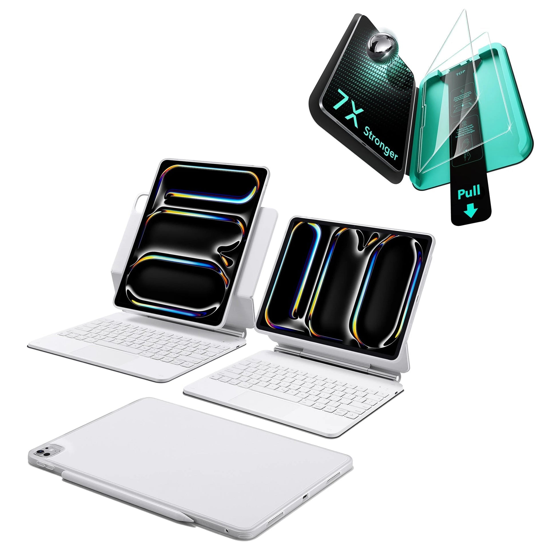 iPad Pro 11ʺ (2025) Bundle Rebound Magnetic Keyboard Case 360 & Armorite Screen Protectors - UK Layout-White ESR ESR
