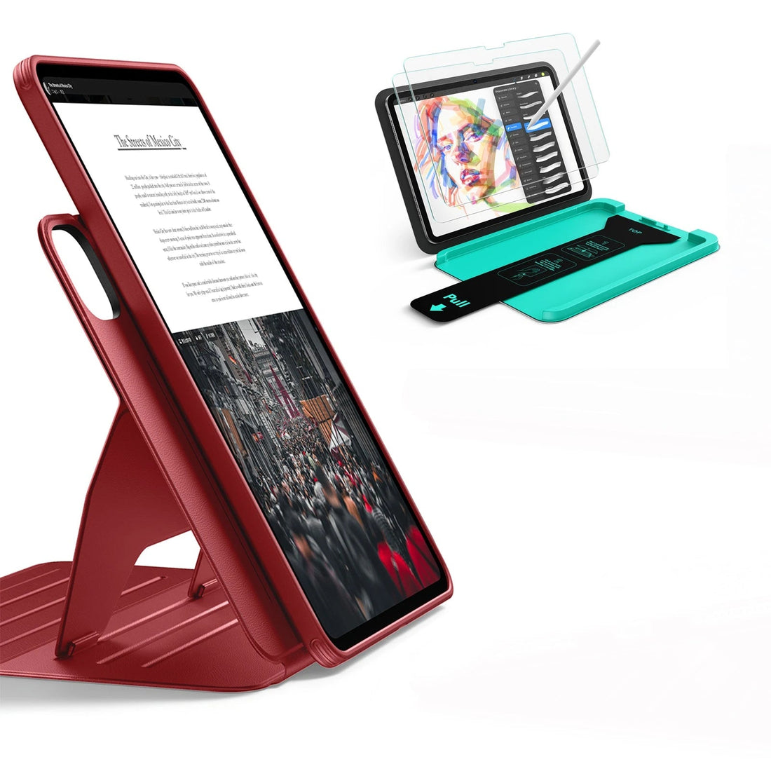 iPad Pro 11" (2025) Bundle Shift Magnetic Case & Armorite® Paper-Feel Protection - Red ESR ESR