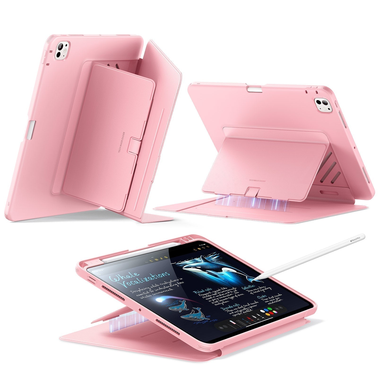 iPad Pro 11" (2024) Flip Magnetic Case with Pencil Holder - Pink ESR ESR
