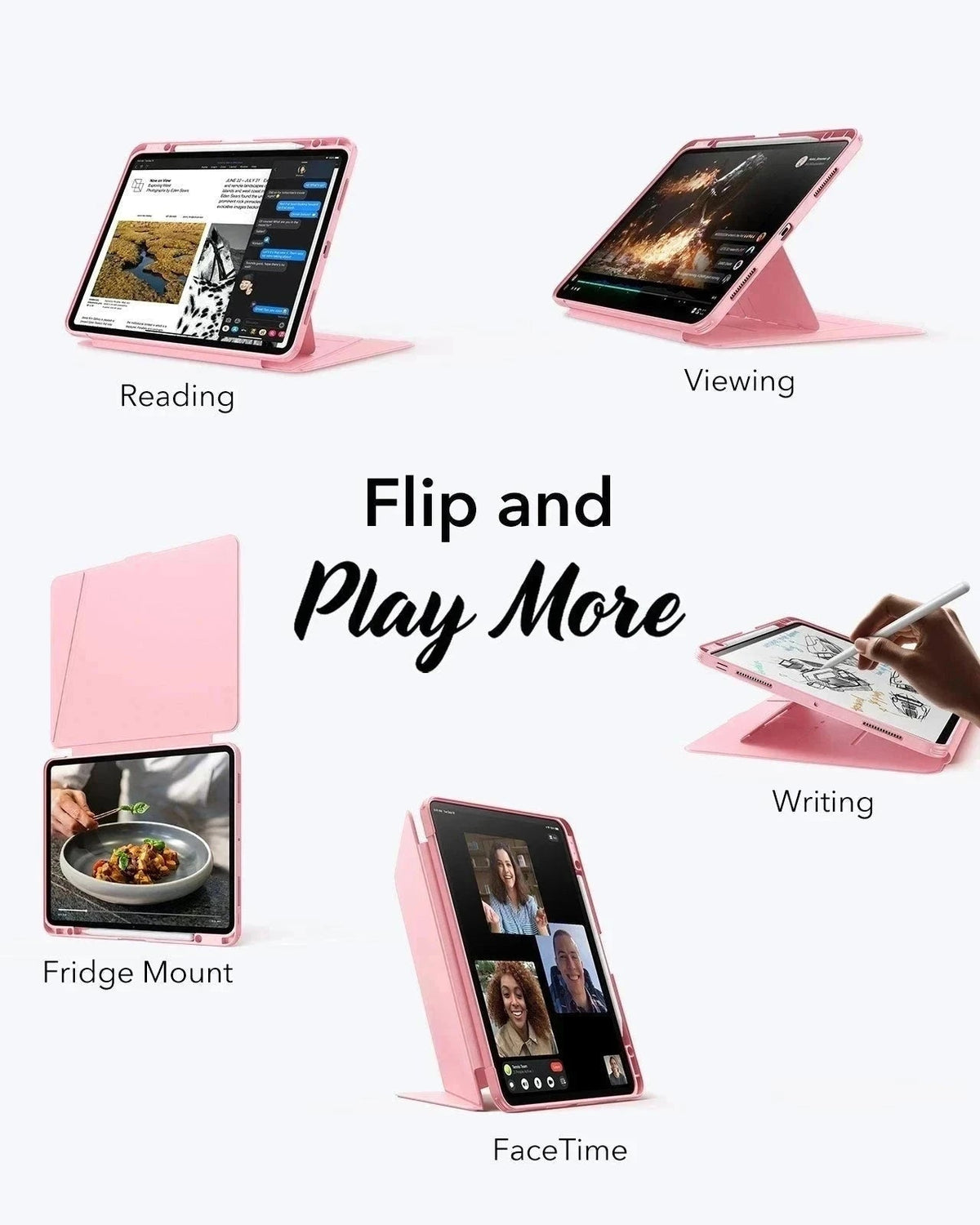 iPad Pro 11" (2024) Flip Magnetic Case with Pencil Holder - Pink ESR ESR