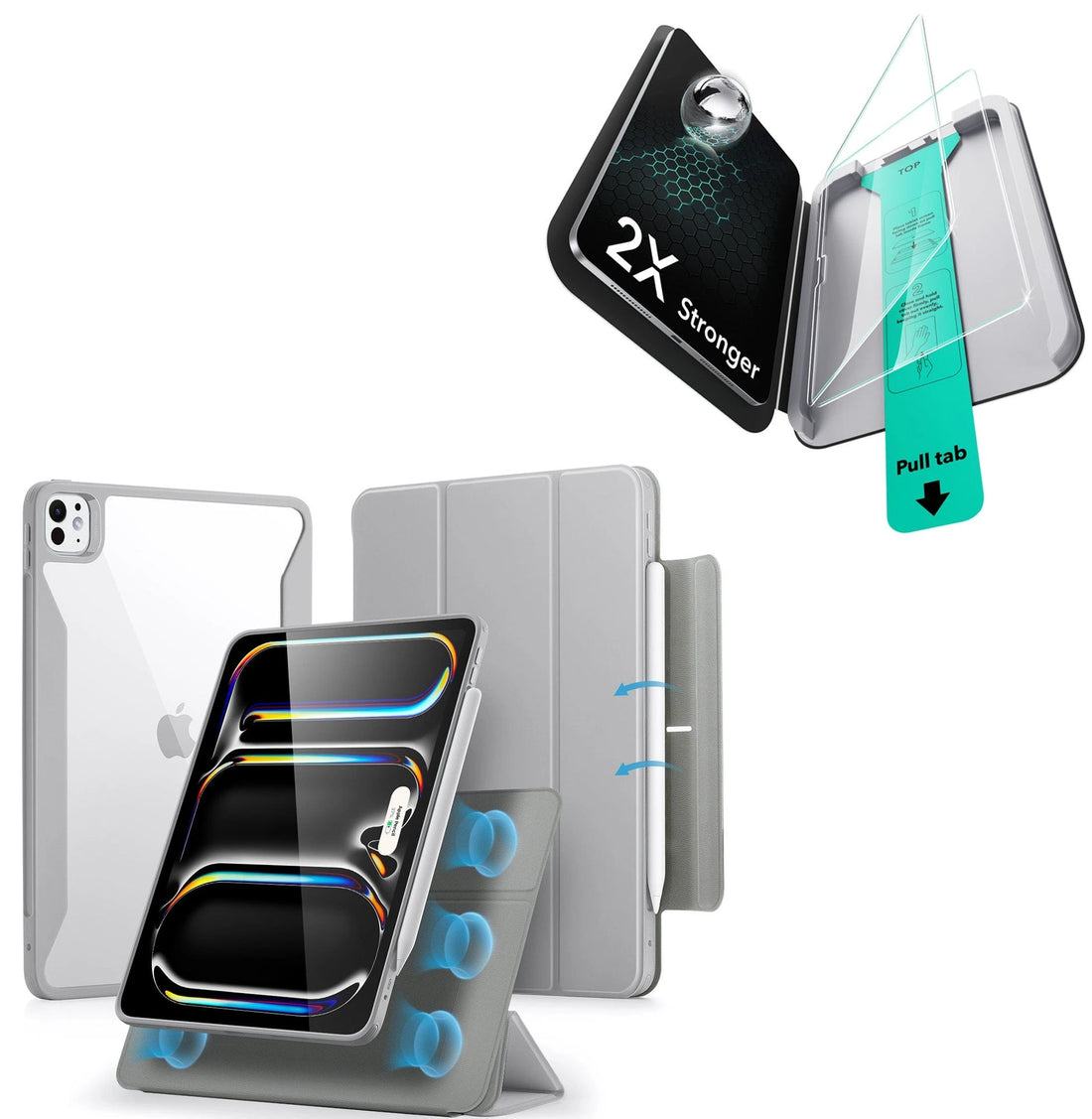 iPad Pro 11ʺ (2025) Rebound Case and Screen Protector Bundle - Grey ESR ESR