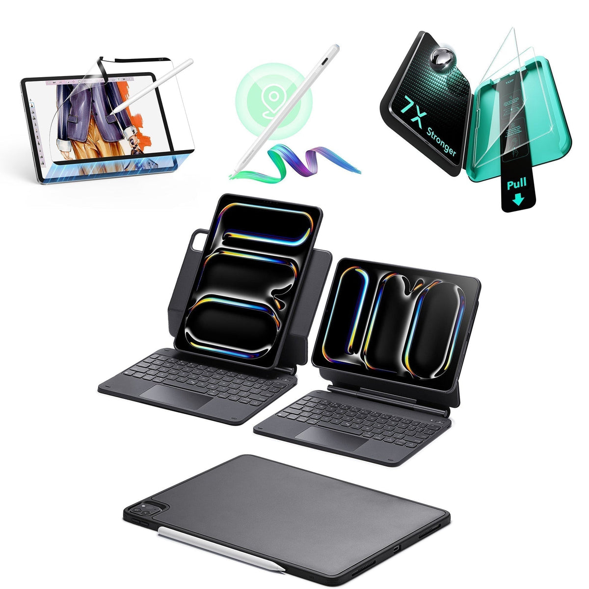 iPad Pro 13ʺ (2025) Bundle Rebound Magnetic Keyboard Case 360, Digital Pencil & Screen Protectors - UK Layout-Black ESR ESR