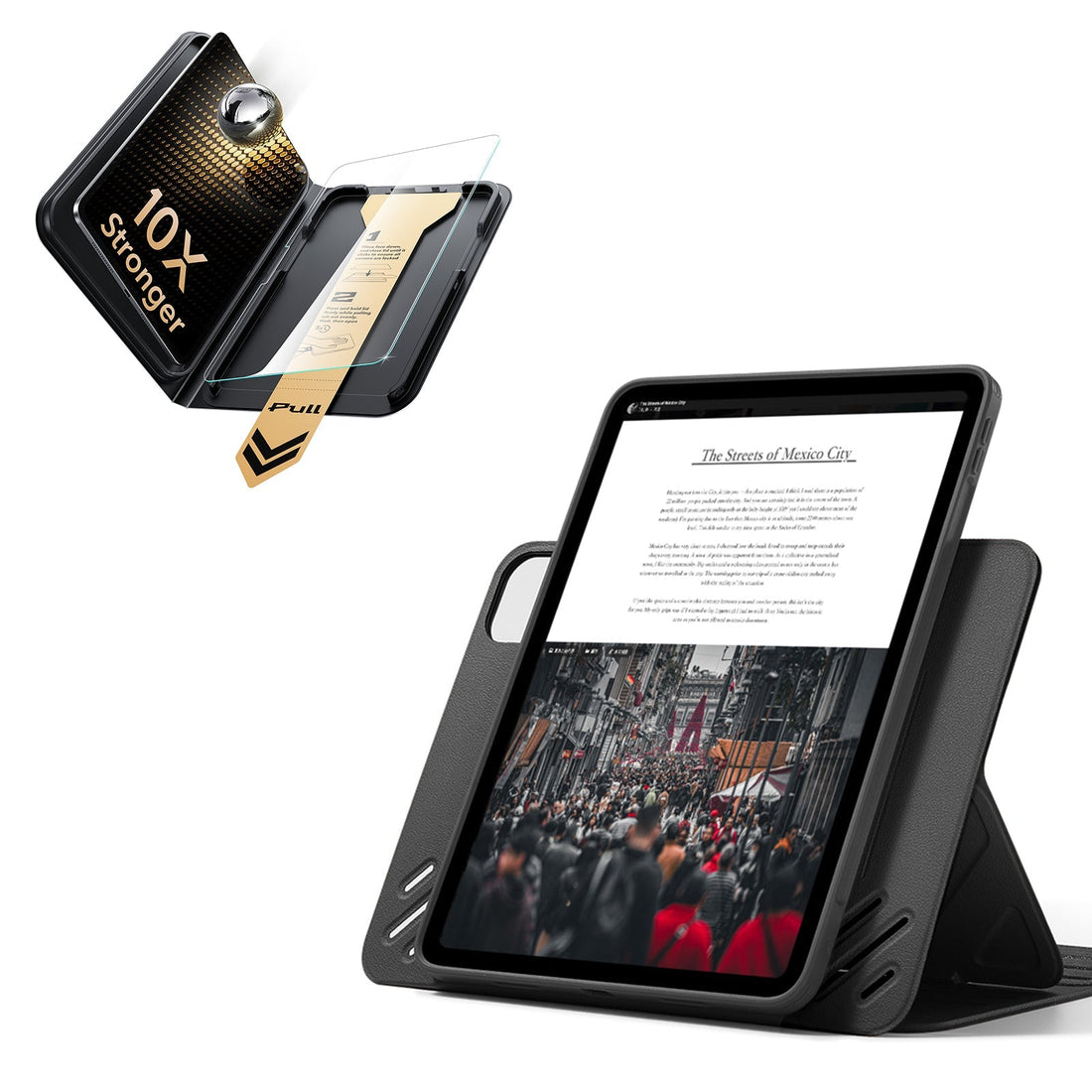 iPad Pro 11" (M5) 2025 Bundle Shift Magnetic Case & Armorite Pro Screen Protector With UltraFit Tray - Black